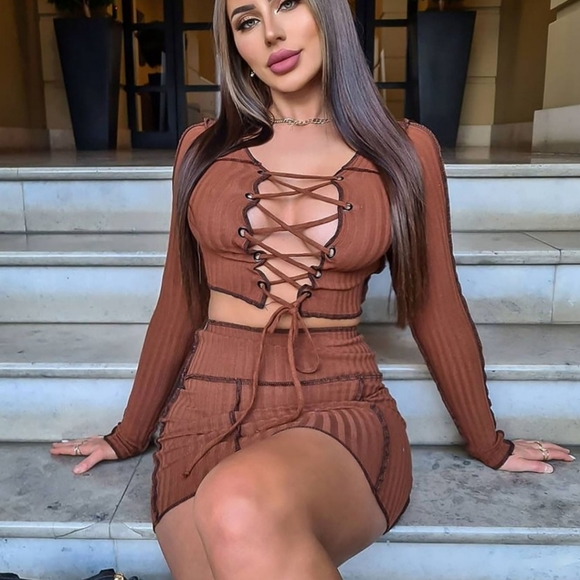 Fashion Nova Dresses & Skirts - Fashion Nova Anything’s Possible Rust Skirt Set